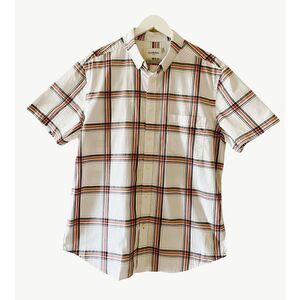 Goodfellow & Co. Cotton Plaid Button Down Mens Short Sleeves Shirt, L
